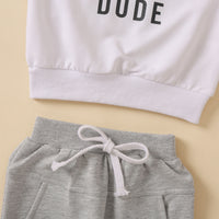 Load image into Gallery viewer, 2 Pieces Set Baby Kid Boys Letters Tops And Solid Color Ribbon Pants Wholesale 230105584
