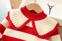 Load image into Gallery viewer, 2 Pieces Set Baby Kid Girls Color-blocking Crochet Sweaters And Striped Skirts Wholesale 230105585
