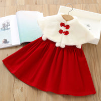 Load image into Gallery viewer, 2 Pieces Set Baby Kid Girls Solid Color Tops And Dresses Wholesale 230105598

