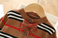 Load image into Gallery viewer, 2 Pieces Set Baby Kid Girls Striped Bow Cardigan And Skirts Wholesale 230105612
