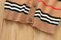 Load image into Gallery viewer, 2 Pieces Set Baby Kid Girls Striped Bow Cardigan And Skirts Wholesale 230105612

