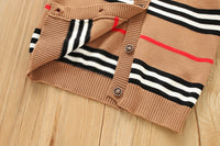 Load image into Gallery viewer, 2 Pieces Set Baby Kid Girls Striped Bow Cardigan And Skirts Wholesale 230105612
