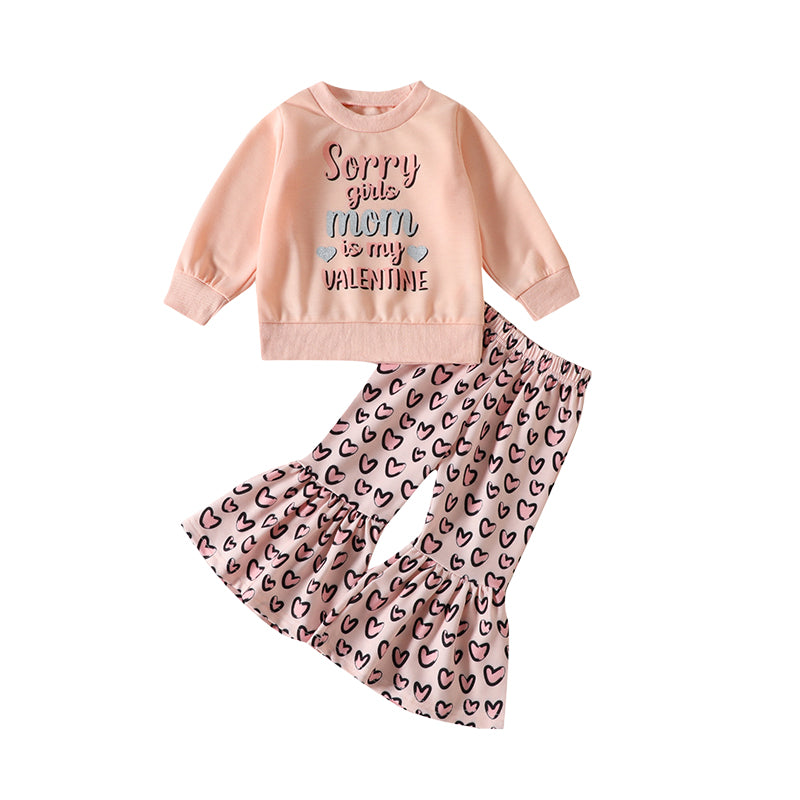 2 Pieces Set Baby Kid Girls Valentine's Day Letters Print Hoodies Swearshirts And Love heart Pants Wholesale 230105633