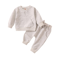 Load image into Gallery viewer, 2 Pieces Set Baby Kid Unisex Letters Embroidered Hoodies Swearshirts And Solid Color Pants Wholesale 230105645
