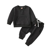 Load image into Gallery viewer, 2 Pieces Set Baby Kid Unisex Letters Embroidered Hoodies Swearshirts And Solid Color Pants Wholesale 230105645

