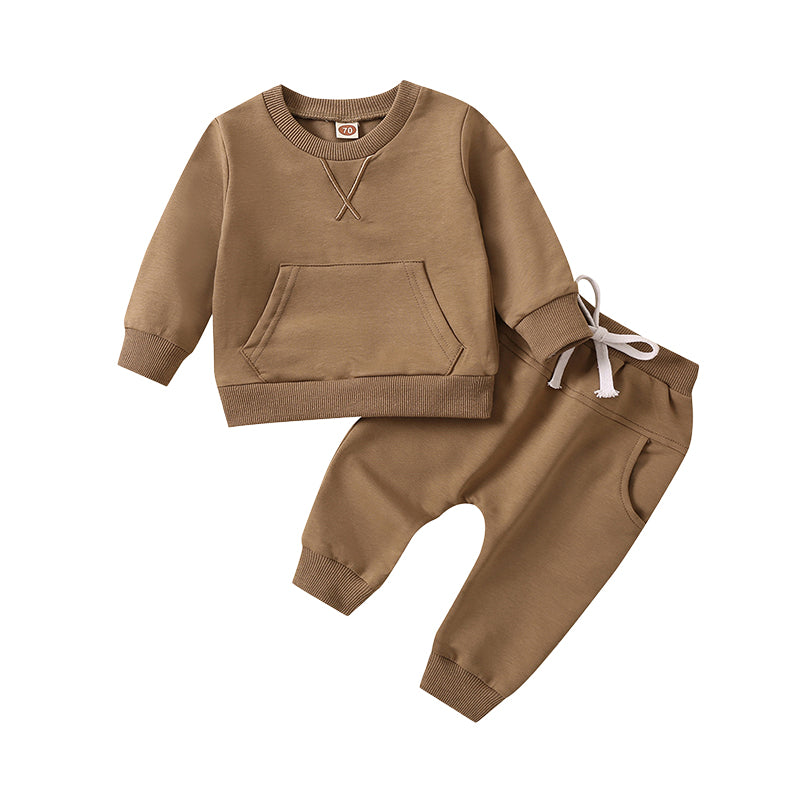 2 Pieces Set Baby Kid Unisex Letters Embroidered Hoodies Swearshirts And Solid Color Pants Wholesale 230105645