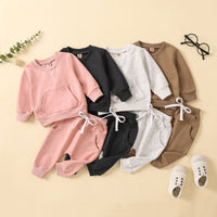 Load image into Gallery viewer, 2 Pieces Set Baby Kid Unisex Letters Embroidered Hoodies Swearshirts And Solid Color Pants Wholesale 230105645
