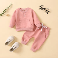 Load image into Gallery viewer, 2 Pieces Set Baby Kid Unisex Letters Embroidered Hoodies Swearshirts And Solid Color Pants Wholesale 230105645
