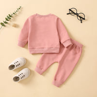 Load image into Gallery viewer, 2 Pieces Set Baby Kid Unisex Letters Embroidered Hoodies Swearshirts And Solid Color Pants Wholesale 230105645
