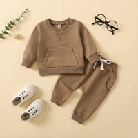 Load image into Gallery viewer, 2 Pieces Set Baby Kid Unisex Letters Embroidered Hoodies Swearshirts And Solid Color Pants Wholesale 230105645
