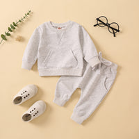Load image into Gallery viewer, 2 Pieces Set Baby Kid Unisex Letters Embroidered Hoodies Swearshirts And Solid Color Pants Wholesale 230105645
