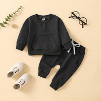 Load image into Gallery viewer, 2 Pieces Set Baby Kid Unisex Letters Embroidered Hoodies Swearshirts And Solid Color Pants Wholesale 230105645
