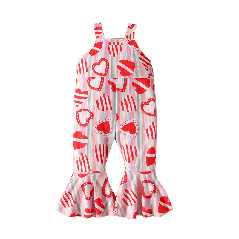 Baby Kid Girls Love heart Cartoon Print Valentine's Day Jumpsuits Wholesale 230105647