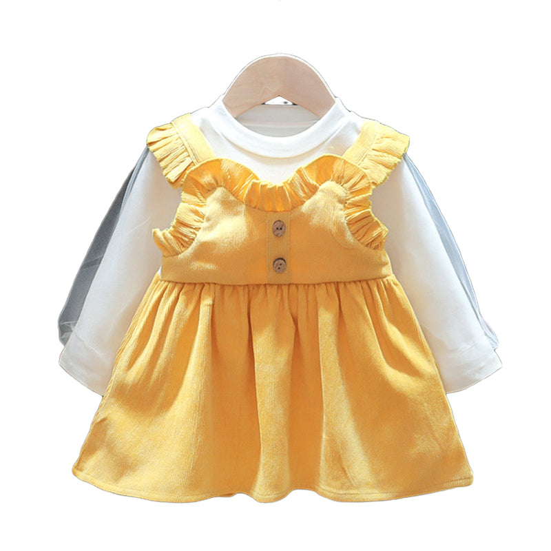 Baby Kid Girls Solid Color Dresses Wholesale 23010566