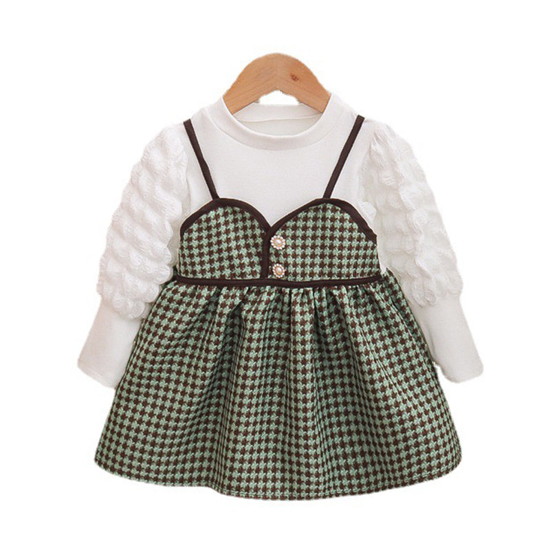 Baby Kid Girls Houndstooth Dresses Wholesale 230105662