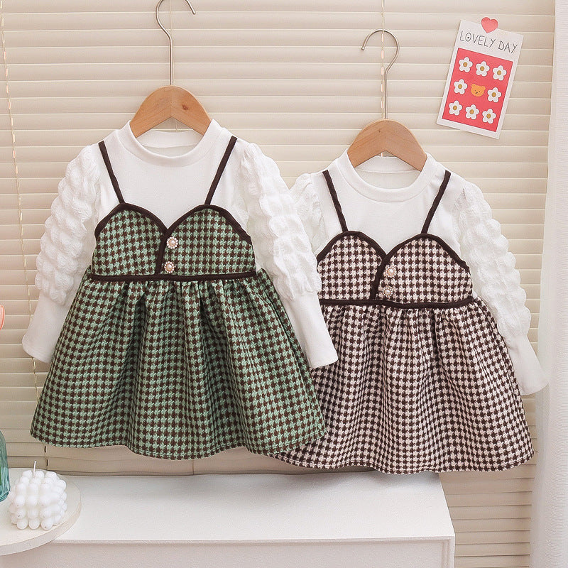 Baby Kid Girls Houndstooth Dresses Wholesale 230105662
