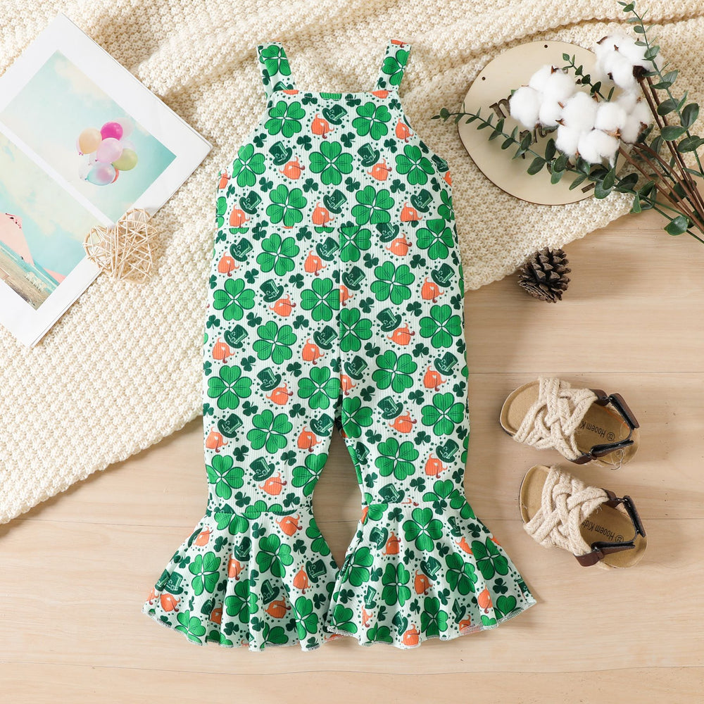 Baby Kid Girls Striped Plant Print St Patrick's Day Jumpsuits Wholesale 230105670
