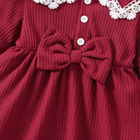 Load image into Gallery viewer, Baby Girls Solid Color Bow Embroidered Dresses Wholesale 230105678
