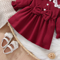Load image into Gallery viewer, Baby Girls Solid Color Bow Embroidered Dresses Wholesale 230105678
