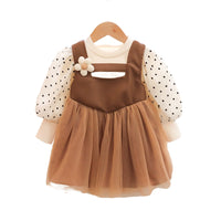 Load image into Gallery viewer, Baby Kid Girls Color-blocking Flower Polka dots Dresses Wholesale 230105681

