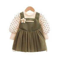 Load image into Gallery viewer, Baby Kid Girls Color-blocking Flower Polka dots Dresses Wholesale 230105681
