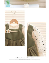 Load image into Gallery viewer, Baby Kid Girls Color-blocking Flower Polka dots Dresses Wholesale 230105681
