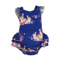 Load image into Gallery viewer, Baby Girls Flower Animals Print Easter Rompers Wholesale 230105690
