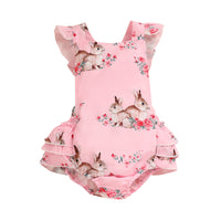 Load image into Gallery viewer, Baby Girls Flower Animals Print Easter Rompers Wholesale 230105690

