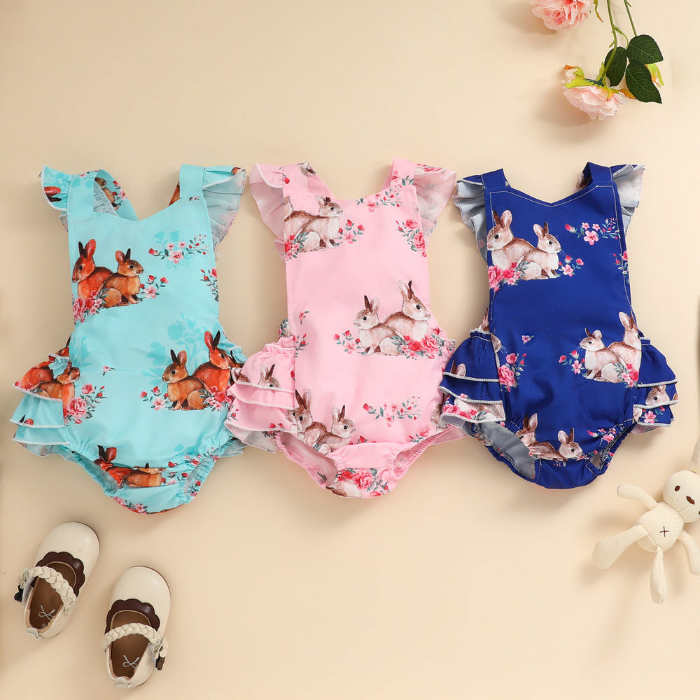 Baby Girls Flower Animals Print Easter Rompers Wholesale 230105690