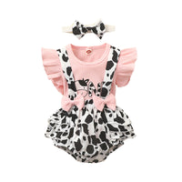 Load image into Gallery viewer, 2 Pieces Set Baby Kid Girls Letters Cartoon Print T-Shirts And Cow Rompers Wholesale 230105703
