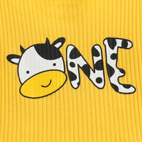 Load image into Gallery viewer, 2 Pieces Set Baby Kid Girls Letters Cartoon Print T-Shirts And Cow Rompers Wholesale 230105703

