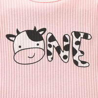 Load image into Gallery viewer, 2 Pieces Set Baby Kid Girls Letters Cartoon Print T-Shirts And Cow Rompers Wholesale 230105703
