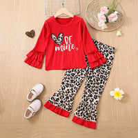 Load image into Gallery viewer, 2 Pieces Set Baby Kid Girls Letters Tops And Leopard Pants Wholesale 230105707
