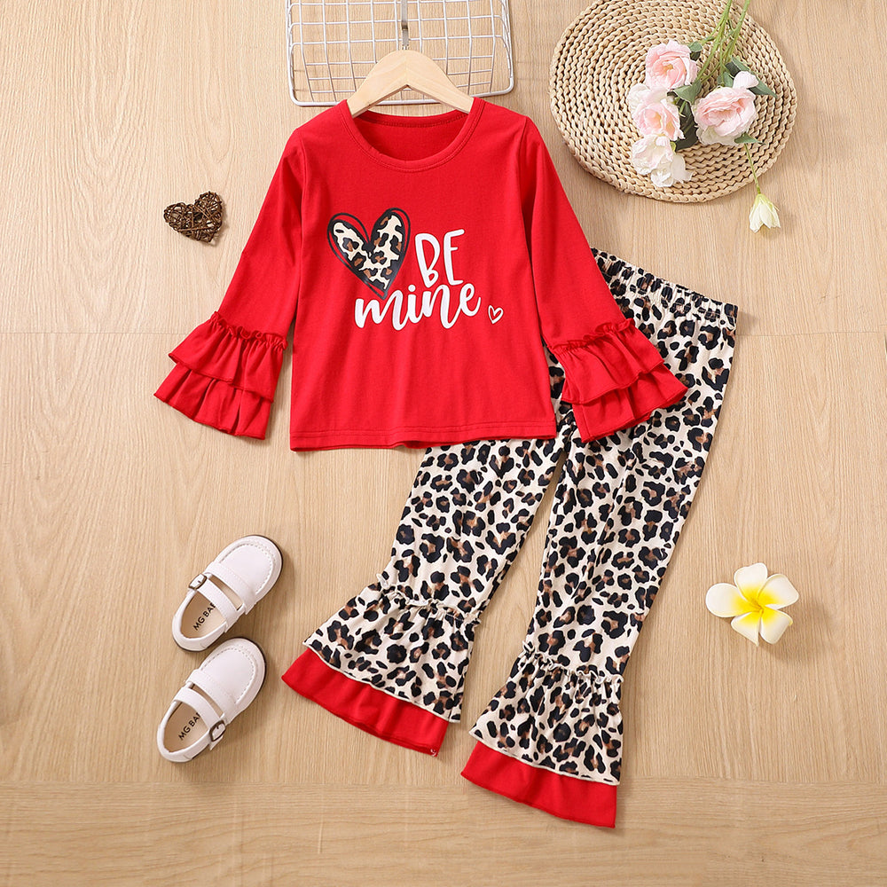 2 Pieces Set Baby Kid Girls Letters Tops And Leopard Pants Wholesale 230105707