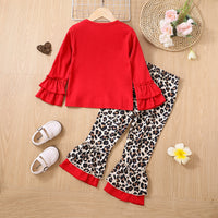 Load image into Gallery viewer, 2 Pieces Set Baby Kid Girls Letters Tops And Leopard Pants Wholesale 230105707
