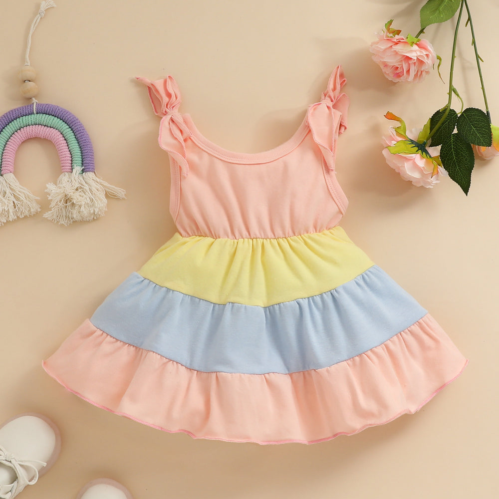 Baby Girls Color-blocking Dresses Wholesale 230105732