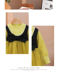 Load image into Gallery viewer, Baby Kid Girls Color-blocking Bow Birthday Dresses Wholesale 230105742
