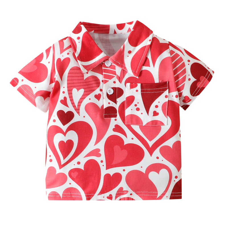 Baby Kid Boys Love heart Print Polo Shirts Wholesale 230105749