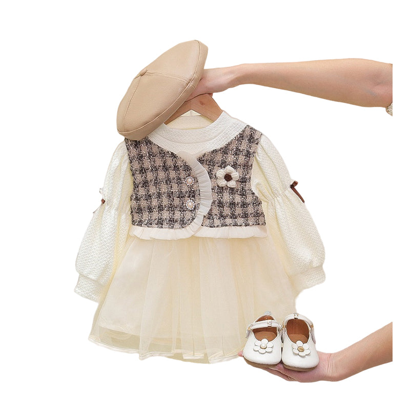 Baby Kid Girls Flower Checked Dresses Wholesale 230105753
