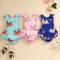 Load image into Gallery viewer, Baby Girls Flower Animals Print Rompers Wholesale 230105755
