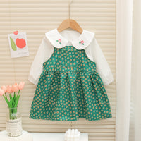 Load image into Gallery viewer, 2 Pieces Set Baby Kid Girls Flower Embroidered Print Tops And Dresses Wholesale 230105761
