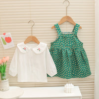 Load image into Gallery viewer, 2 Pieces Set Baby Kid Girls Flower Embroidered Print Tops And Dresses Wholesale 230105761

