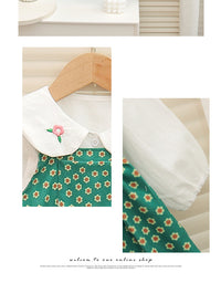 Load image into Gallery viewer, 2 Pieces Set Baby Kid Girls Flower Embroidered Print Tops And Dresses Wholesale 230105761
