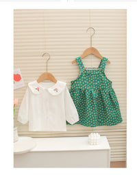 Load image into Gallery viewer, 2 Pieces Set Baby Kid Girls Flower Embroidered Print Tops And Dresses Wholesale 230105761
