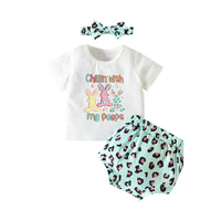 Load image into Gallery viewer, 3 Pieces Set Baby Girls Letters Cartoon Print T-Shirts Polka dots Shorts And Bow Headwear Wholesale 230105766
