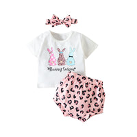 Load image into Gallery viewer, 3 Pieces Set Baby Girls Letters Cartoon Print T-Shirts Polka dots Shorts And Bow Headwear Wholesale 230105766
