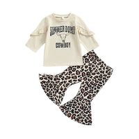 Load image into Gallery viewer, 2 Pieces Set Baby Kid Girls Letters Cartoon Print Tops And Leopard Pants Wholesale 230105773
