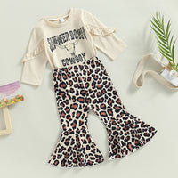 Load image into Gallery viewer, 2 Pieces Set Baby Kid Girls Letters Cartoon Print Tops And Leopard Pants Wholesale 230105773
