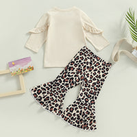 Load image into Gallery viewer, 2 Pieces Set Baby Kid Girls Letters Cartoon Print Tops And Leopard Pants Wholesale 230105773
