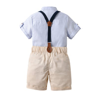 Load image into Gallery viewer, 2 Pieces Set Baby Kid Boys Birthday Party Striped Bow Shirts And Solid Color Rompers Wholesale 230105779
